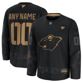 Dresovi Minnesota Wild 2024-25 Fanatics Military Appreciation Practice Custom Crno - Muške